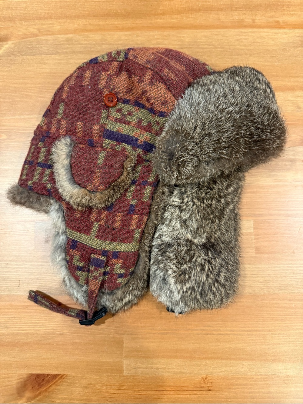 Paul Leinburd Crown Cap Rabbit Fur Trapper Aviator Hat Southwestern Wool vintage
